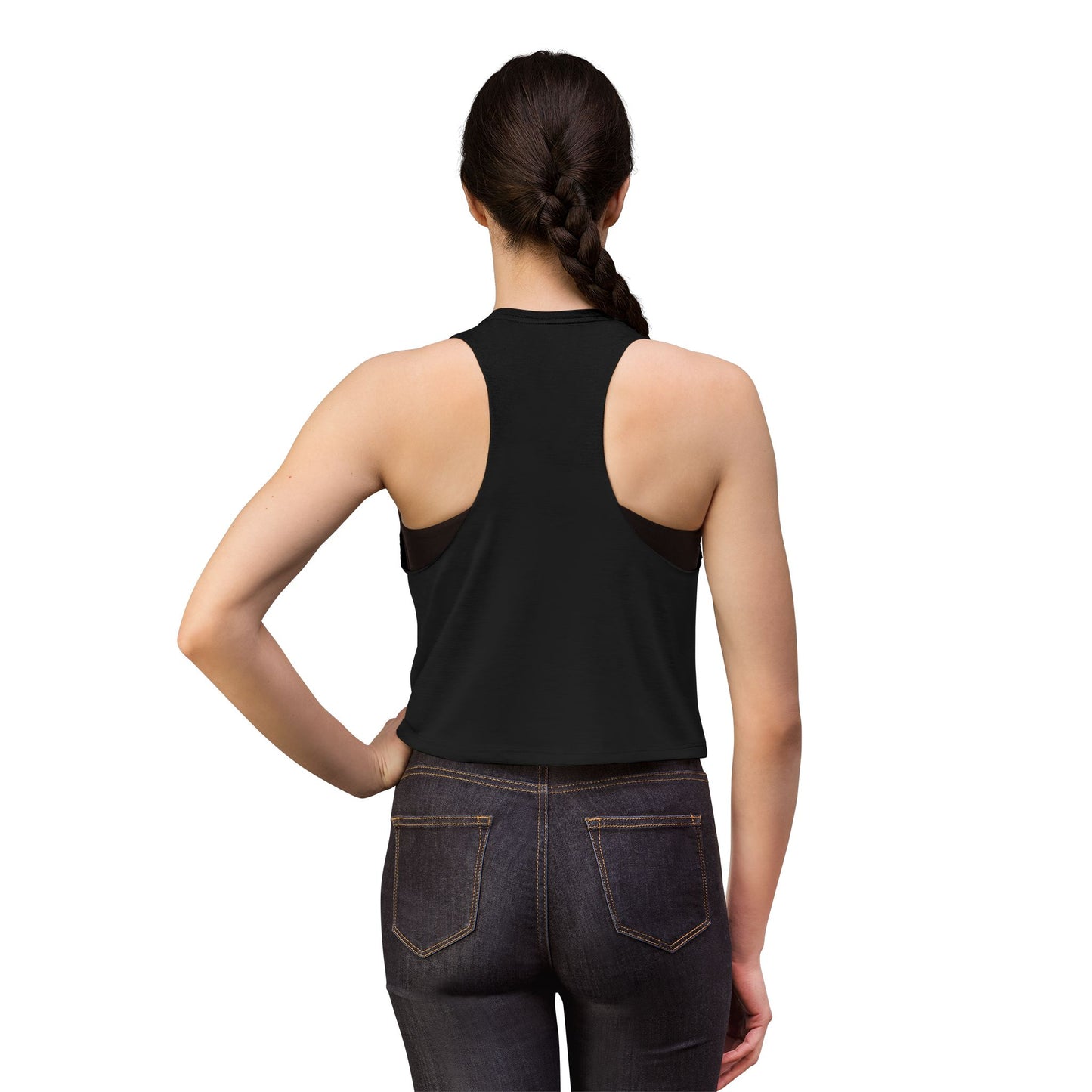 Crop Top — Illustrated Woman Holding Heart Graphic