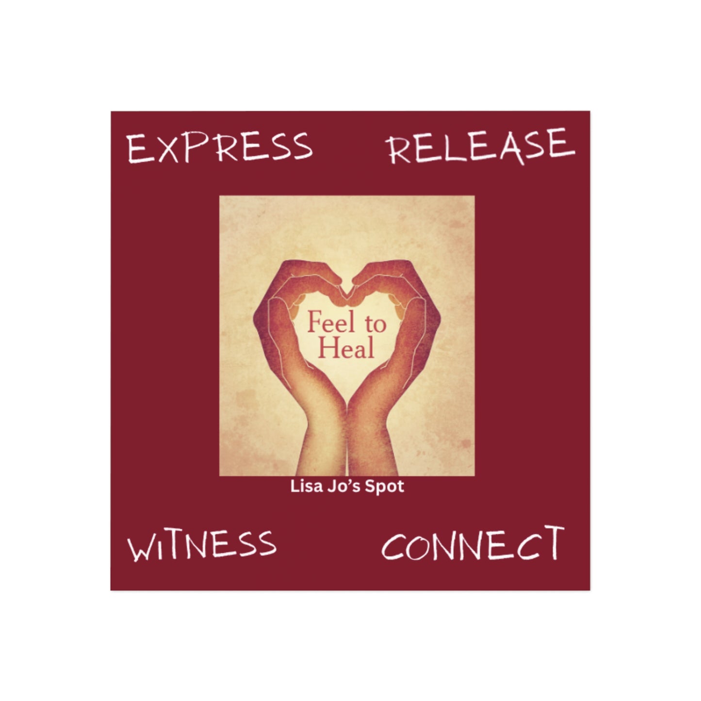 Feel to Heal Square Magnet — Heart Hands Inspirational Magnet