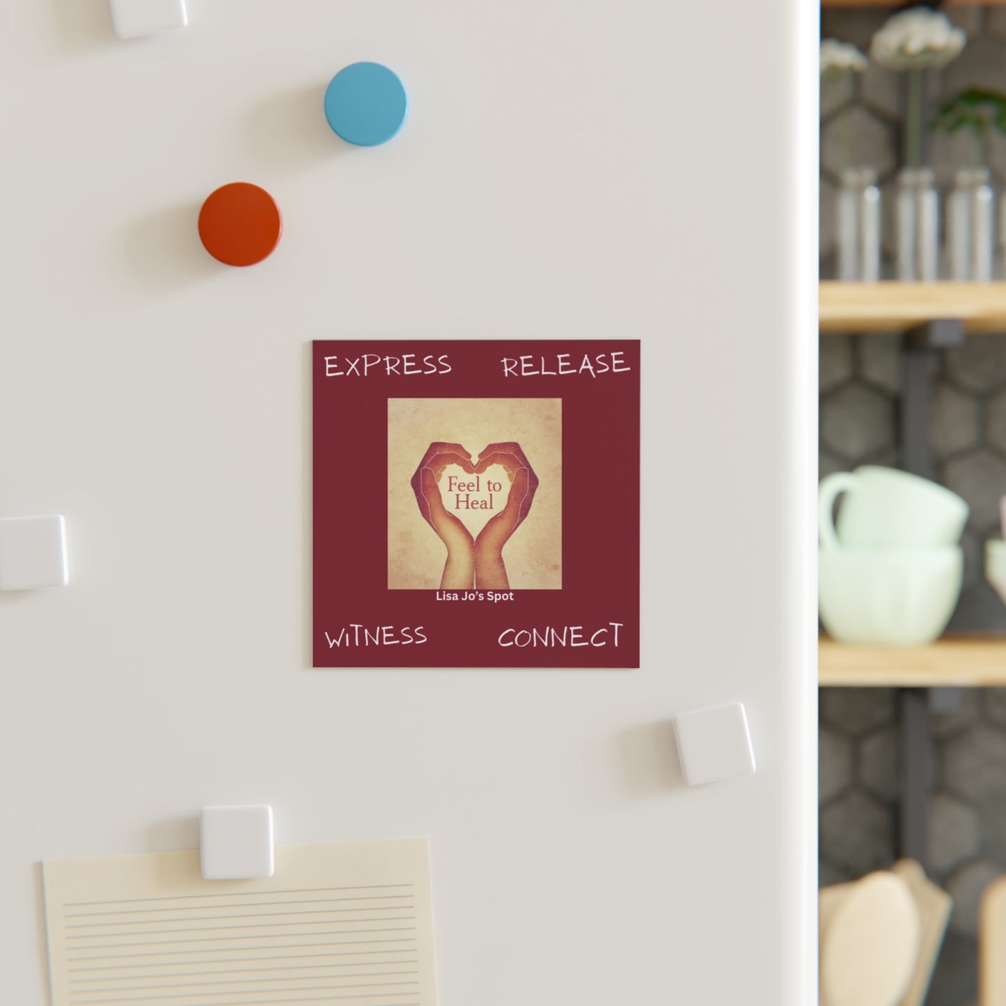 Feel to Heal Square Magnet — Heart Hands Inspirational Magnet