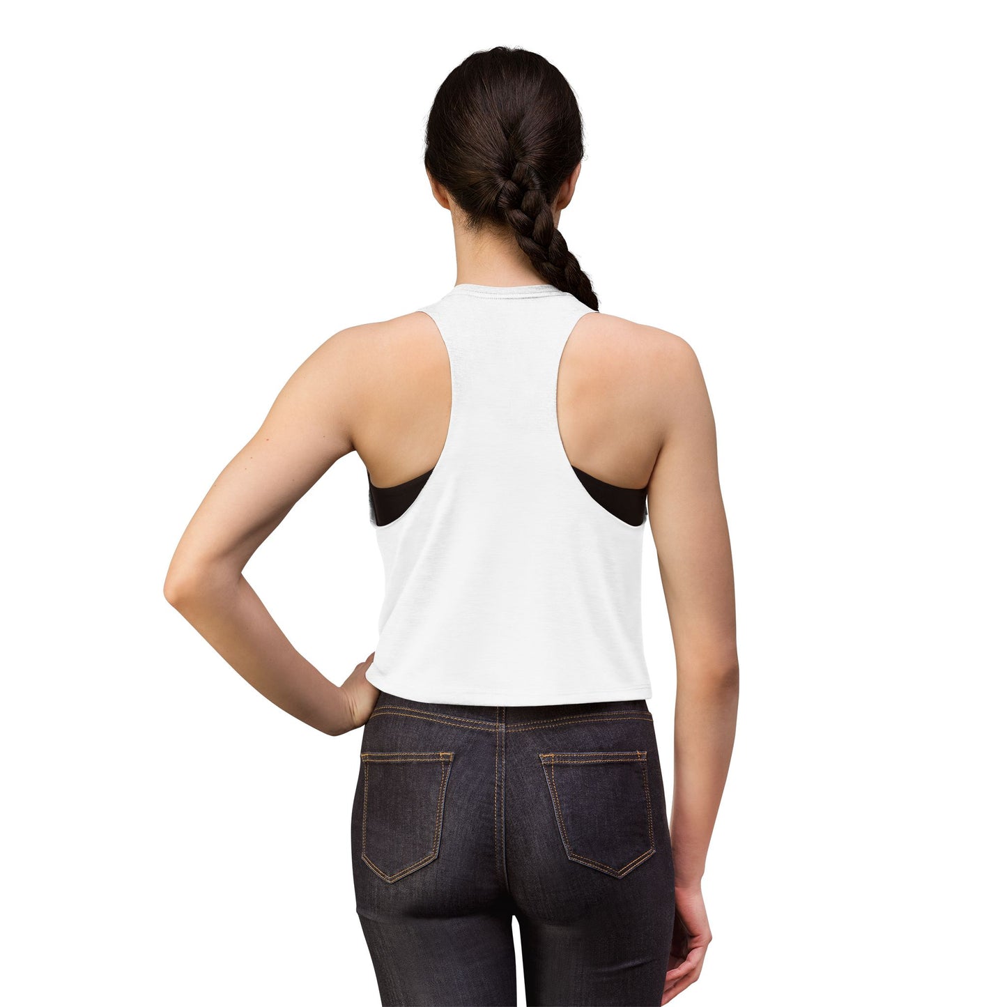 Crop Top — Illustrated Woman Holding Heart Graphic
