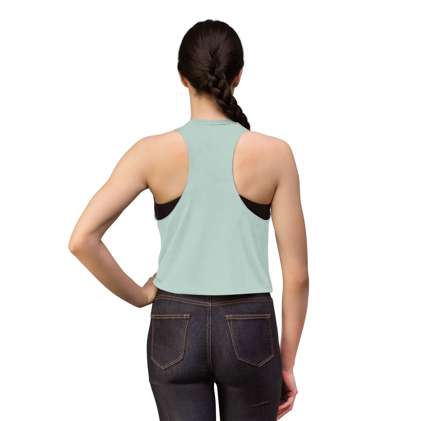 Crop Top — Illustrated Woman Holding Heart Graphic